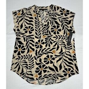 Cynthia Steffe Blouse Womens Medium Yellow Black Floral NWT